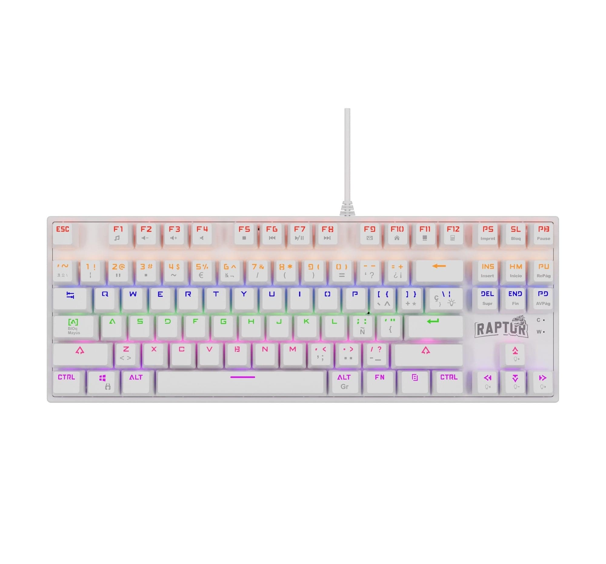 Teclado Gamer Raptor Fireclaw M87 Mecanico Retroiluminado Switch Red Outemu White (7855) · RAPTOR · Switches