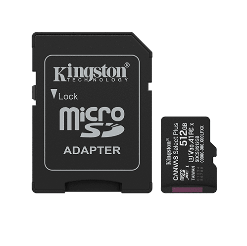 MicroSD KINGSTON 512GB c/Adap Gen3 150MB/s Canvas S Plus CL10 (8552) · Kingston · General