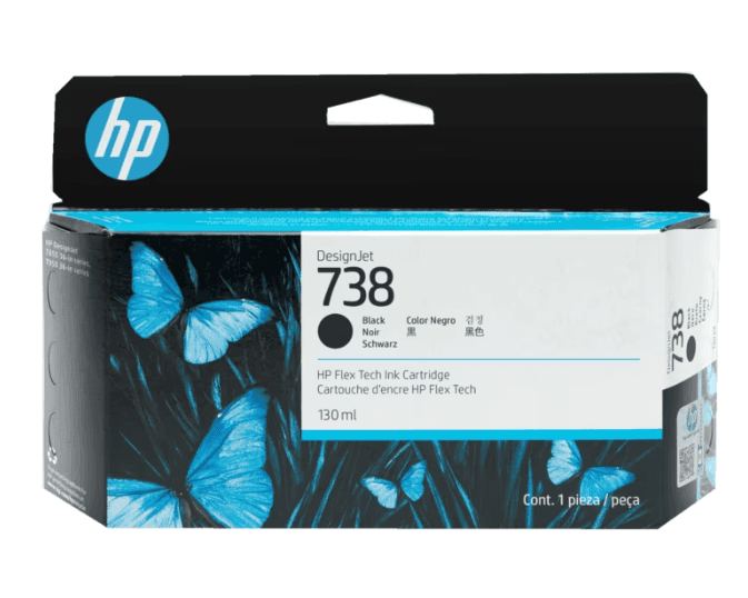 498N4A HP 738 130-ml Black DesignJet Ink (8853) · HP