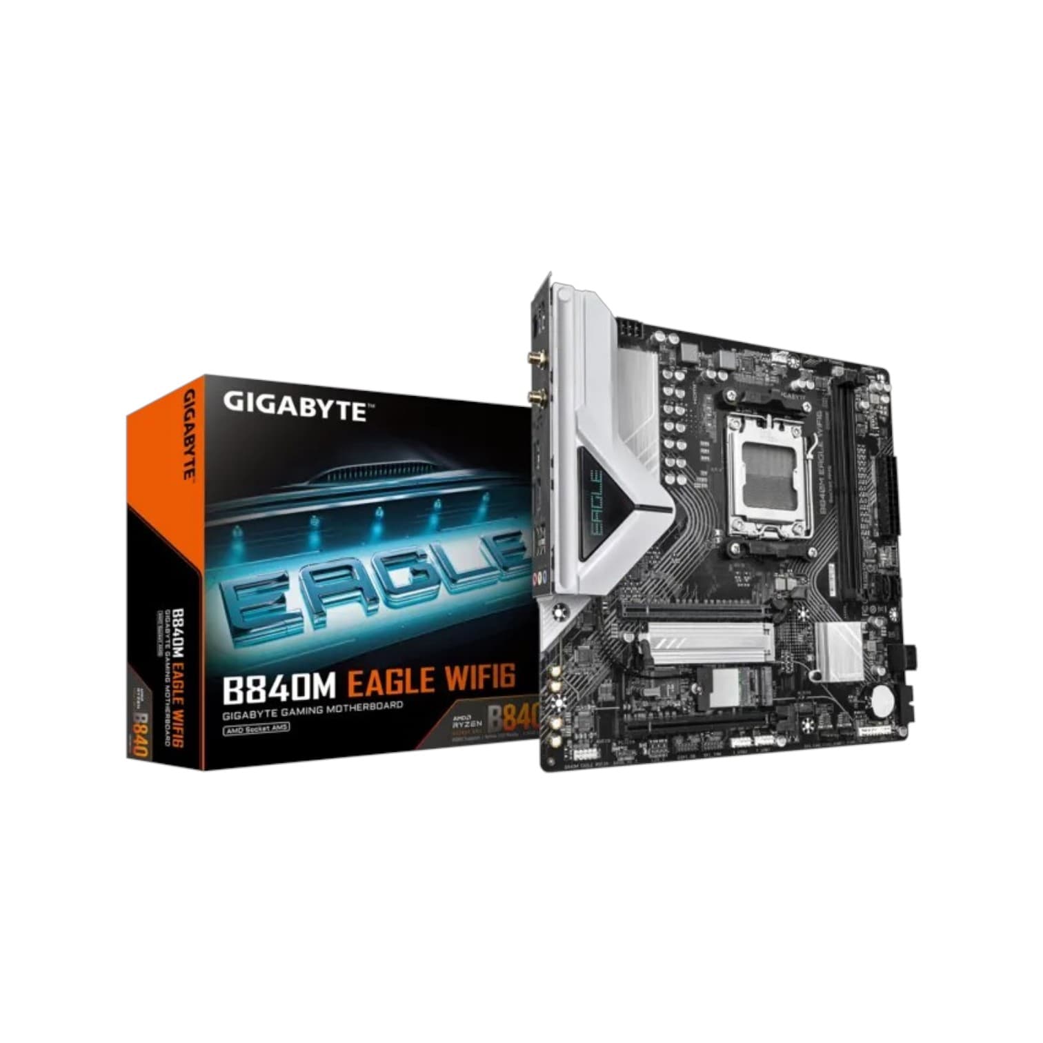 Mother Gigabyte B840M EAGLE WIFI6 DDR5 AM5 (Serie 7000/8000) (8970) · Gigabyte · AMD AM5
