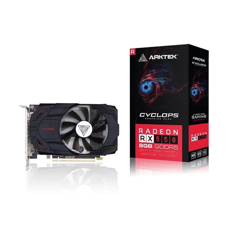 Placa de Video ARKTEK Radeon RX 550 8GB DDR5 128Bit ATX Single Fan · Arktek