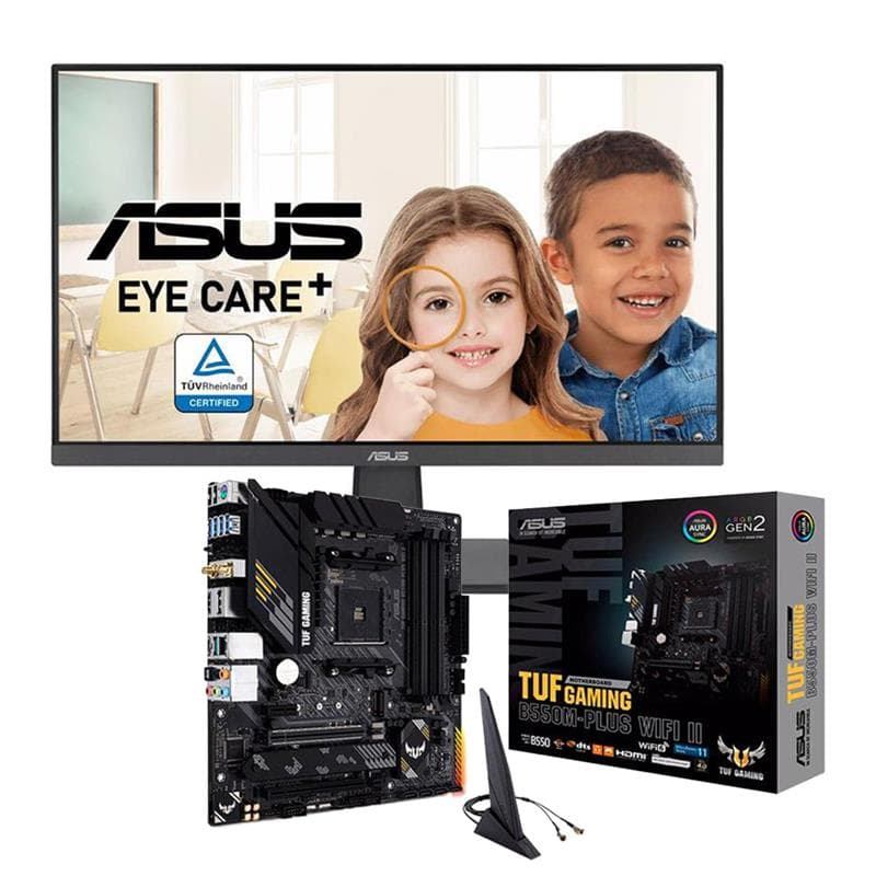 Combo Mother ASUS TUF Gaming B550M-Plus WiFi II + Monitor 27" Gamer ASUS VA · Asus · Gamer alta tasa
