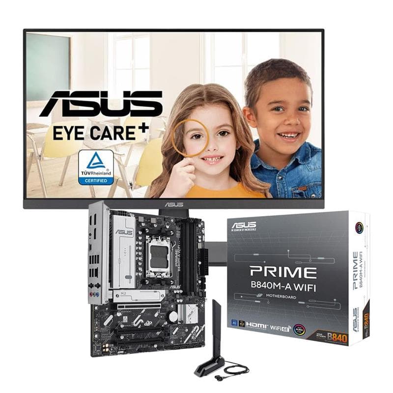 Combo Mother ASUS Prime B840M-A WIFI + Monitor 27" Gamer ASUS VA27EHF-J · Asus · Gamer alta tasa