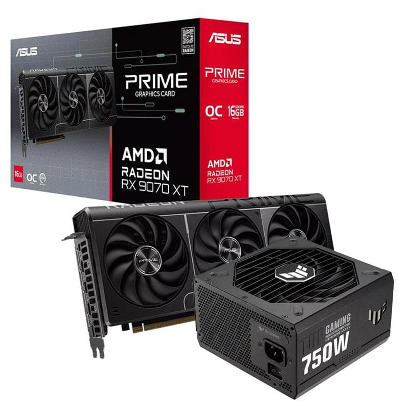 Combo ASUS Prime Radeon™ RX 9070 XT 16GB + Fuente TUF 750W 80 Plus Gold · Asus · 80+ Gold