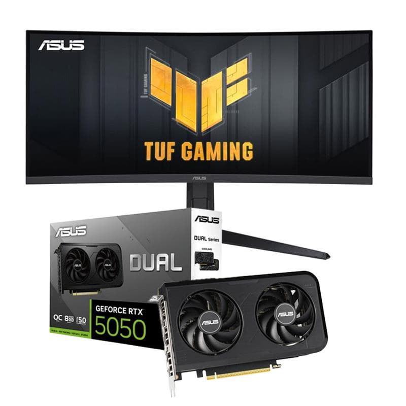 Combo ASUS Dual GeForce RTX™ 5050 OC Edition 8GB + Monitor Curvo ASUS TUF G · Asus · Curvo