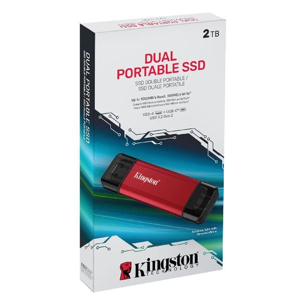 HD SSD EXTERNO 2TB KINGSTON DUAL PORTABLE USB-A/USB-C 3.2 GEN2 FORMATO PENDRIVE