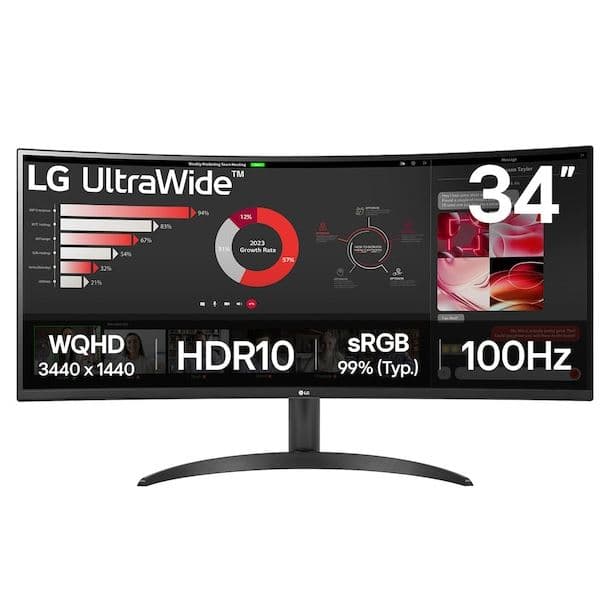 MONITOR CURVO 34" LG 34WR50QK ULTRAWIDE WQHD VA 100HZ 5MS HDMI DP