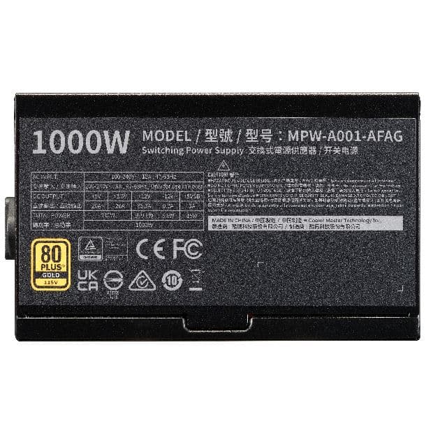 FUENTE 1000W COOLERMASTER ELITE GOLD 1000 80 PLUS GOLD FULL MODULAR