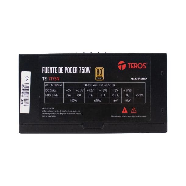 FUENTE 750W TEROS TE-7175 80 PLUS GOLD FULL MODULAR