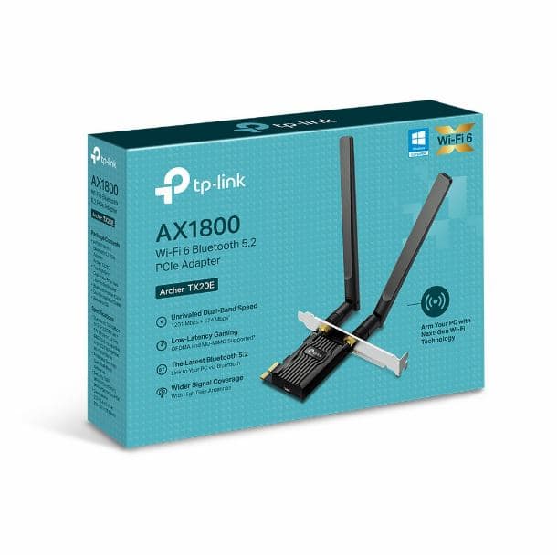 PLACA DE RED WIFI + BLUETOOTH PCIE TP-LINK ARCHER TX20E AX1800 2 ANTENAS
