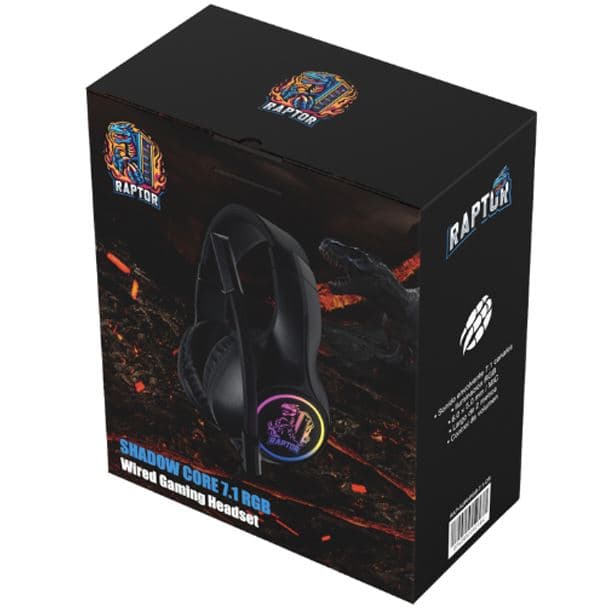 AURICULAR RAPTOR SHADOW CORE RGB 7.1 CANCELACION SONIDO CONECTOR USB Y 3.5MM