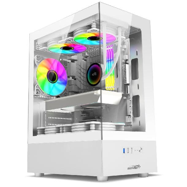 GABINETE SENTEY H10 ARGB WHITE VIDRIO LATERAL Y FRONTAL 5FAN ARGB