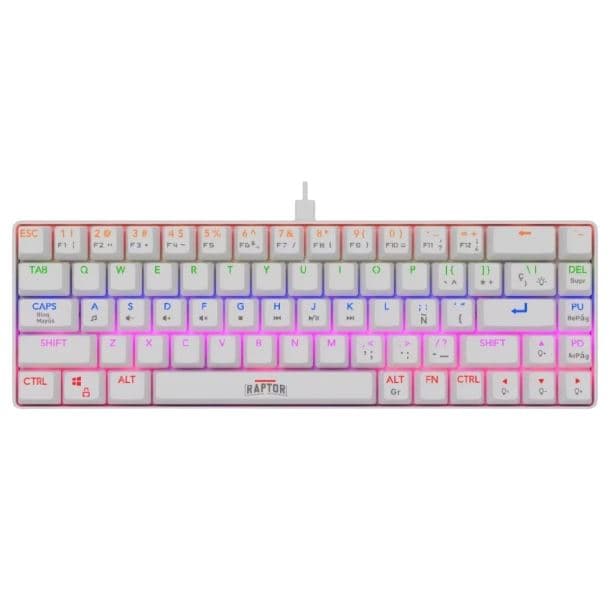TECLADO RAPTOR FIRECLAW M68 MECANICO RETROILUMINADO SWITCH RED OUTEMU WHITE