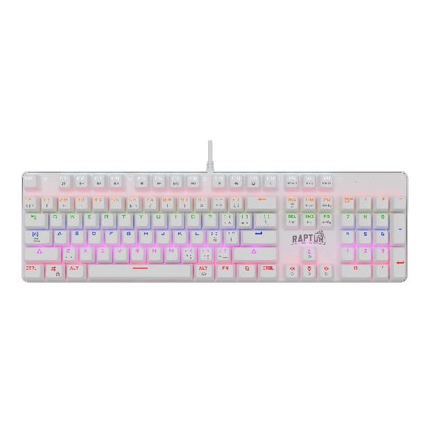 TECLADO MECANICO RAPTOR FIRECLAW M104 WHITE RETROILUMINADO SWITCH RED OUTEMU