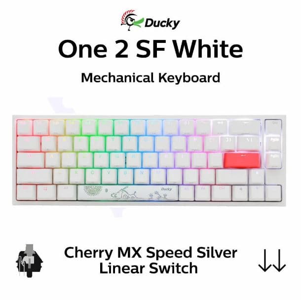 TECLADO GAMER DUCKY ONE 2 SF WHITE RGB CHERRY SPEED SILVER DOUBLE SHOT PBT MECANICO ESPAÑOL