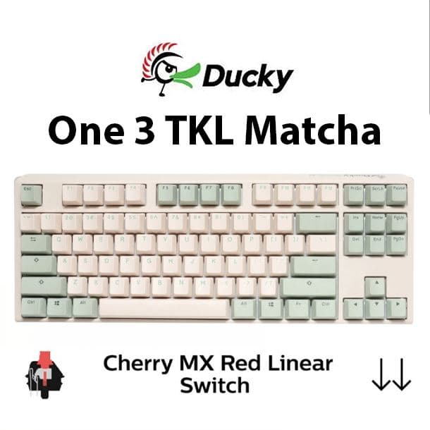 TECLADO MECANICO DUCKY ONE 3 TKL MATCHA CHERRY MX RED DOUBLE SHOT PBT ESPAÑOL