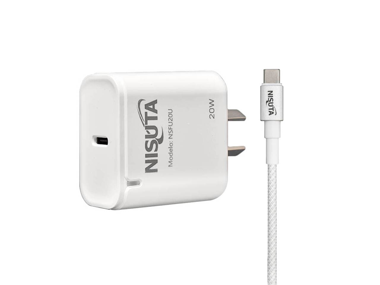Fuente de alimentación de 1 puerto USB C PD port 20W con cable usb C · Nisuta · Sin certificar
