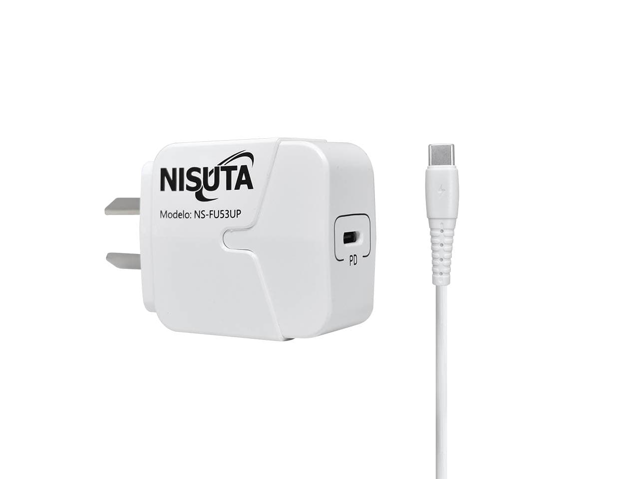 Fuente de alimentación 1 puerto USB C PD Port con cable USB C de 1m · Nisuta · Sin certificar