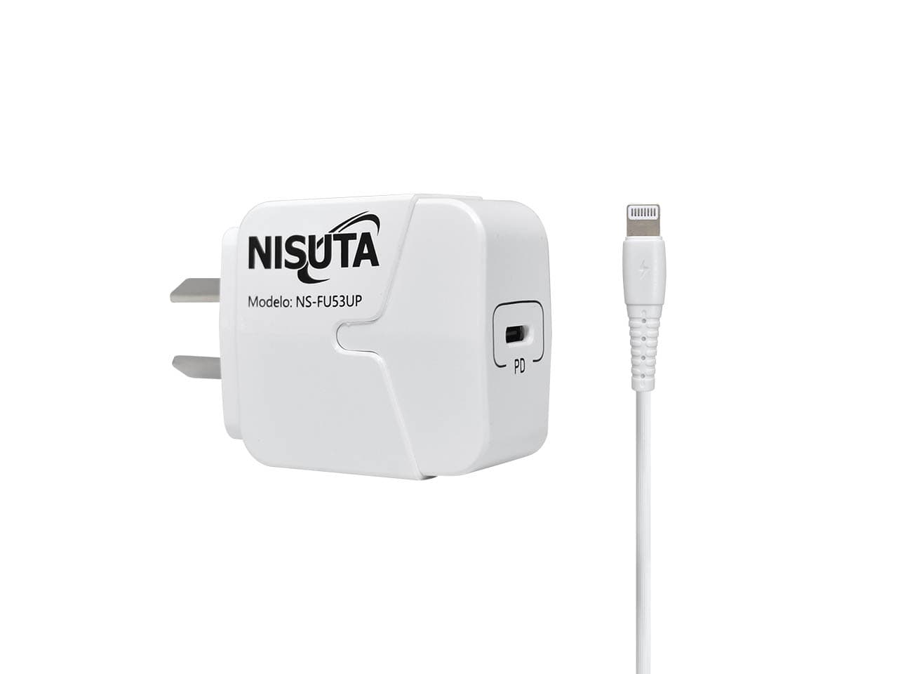 Fuente de alimentación 1 puerto USB C PD Port con cable Iphone de 1m · Nisuta · Sin certificar