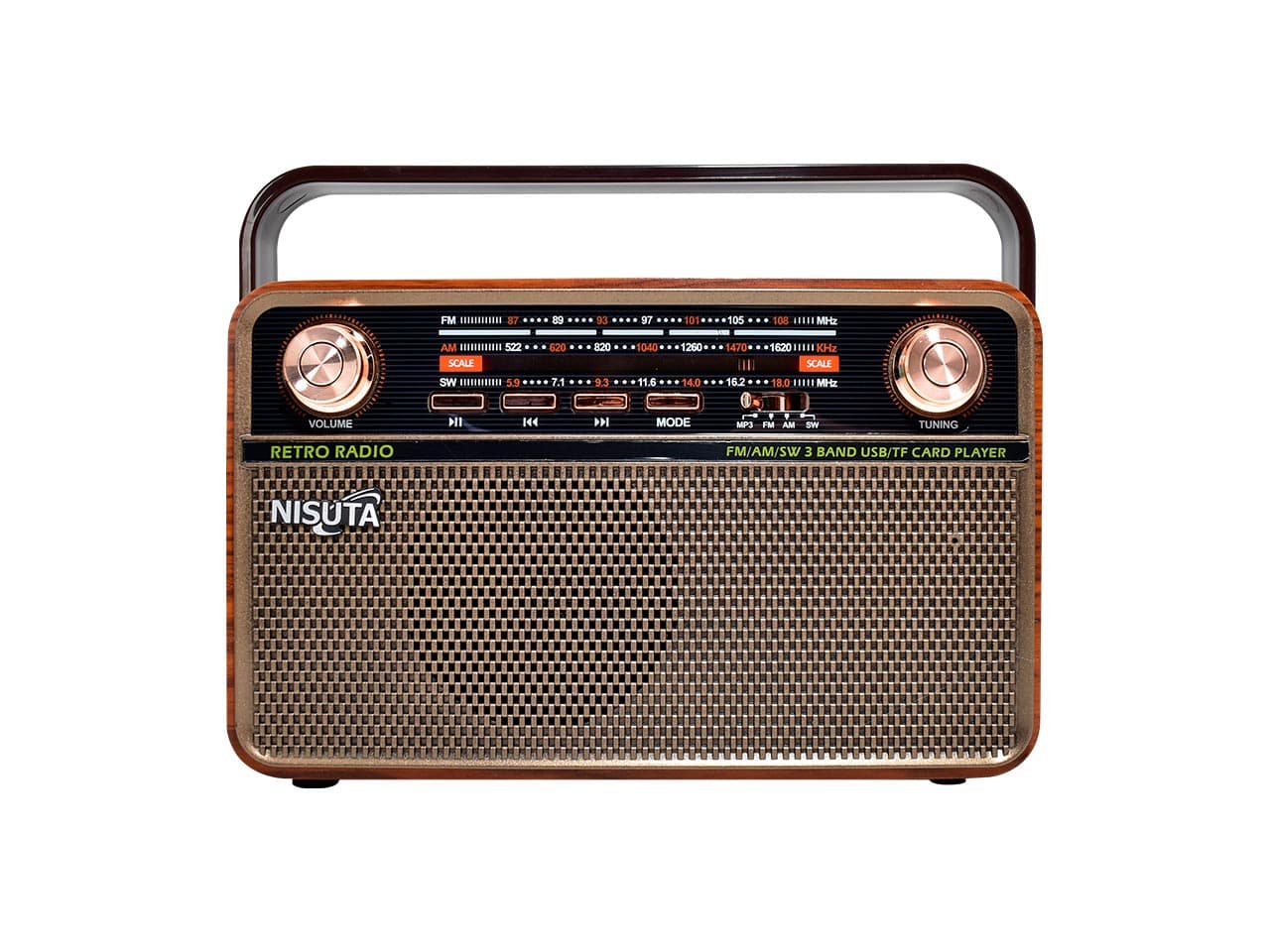 Radio AM/FM vintage con MP3/BT,AUX · Nisuta