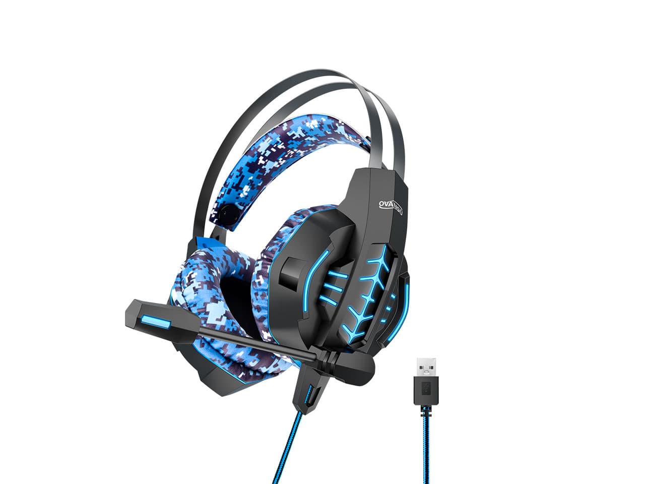 Auricular gaming camuflado 7.1 USB con software, micrófono y leds · Nisuta · Gamer