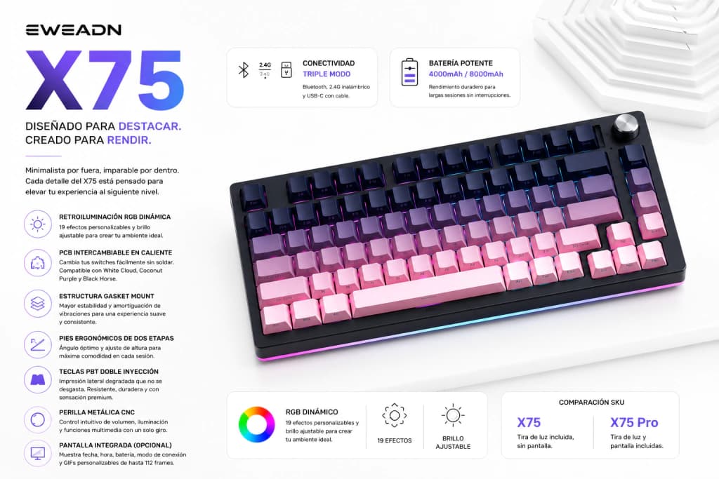 Teclados Eweadn Teclado X75 · Eweadn