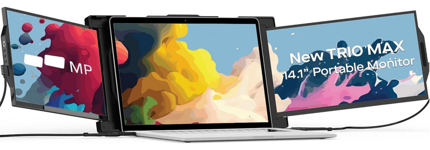 ACCESORIOS BYH MONITOR PORTATIL PARA NOTEBOOK TRIO MAX TRI-SCREEN 2.0 14.1 - Imagen 1