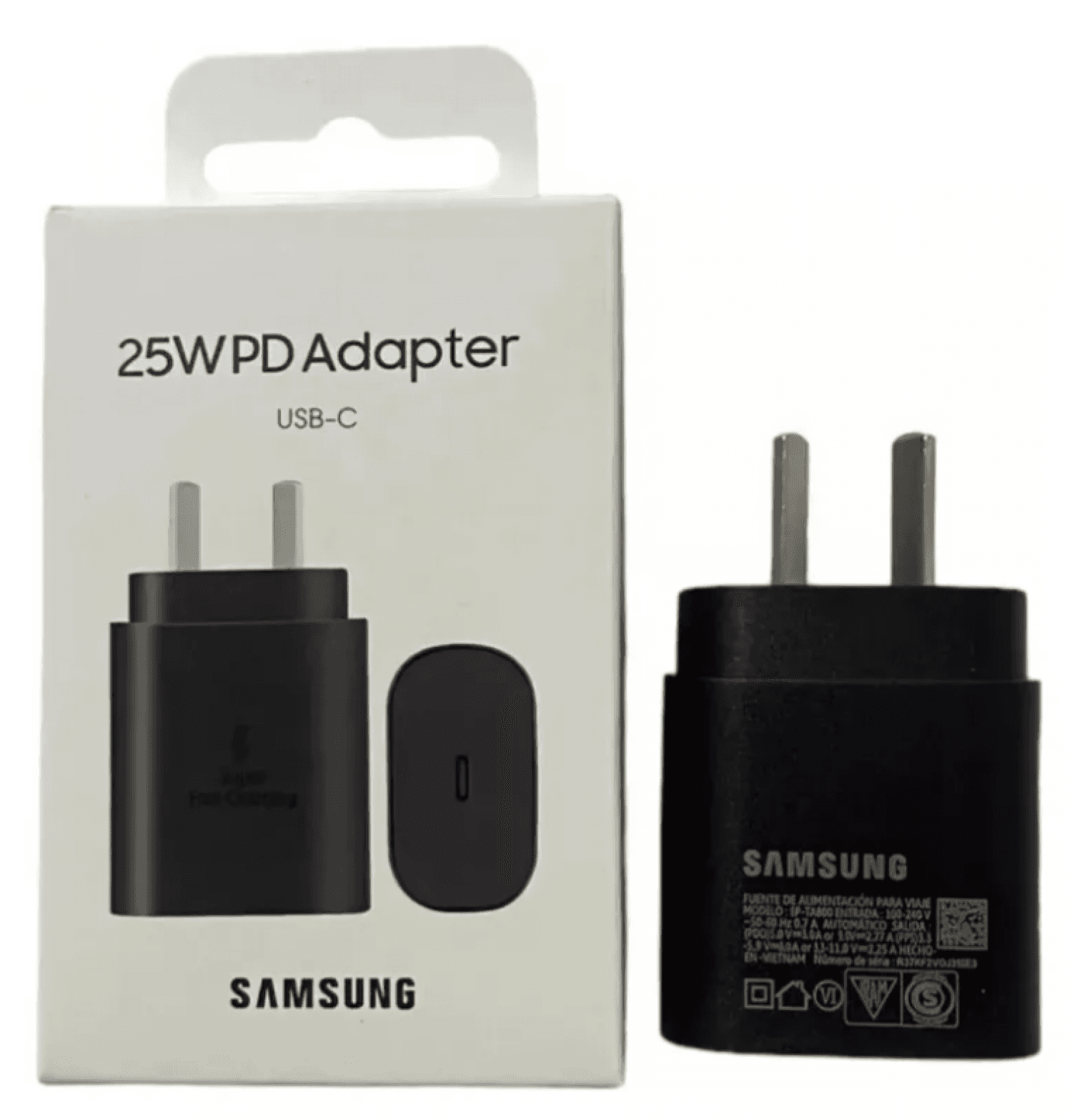 ACCESORIOS SAMSUNG CARGADOR DE VIAJE 25W BLACK S/CABLE - Imagen 1