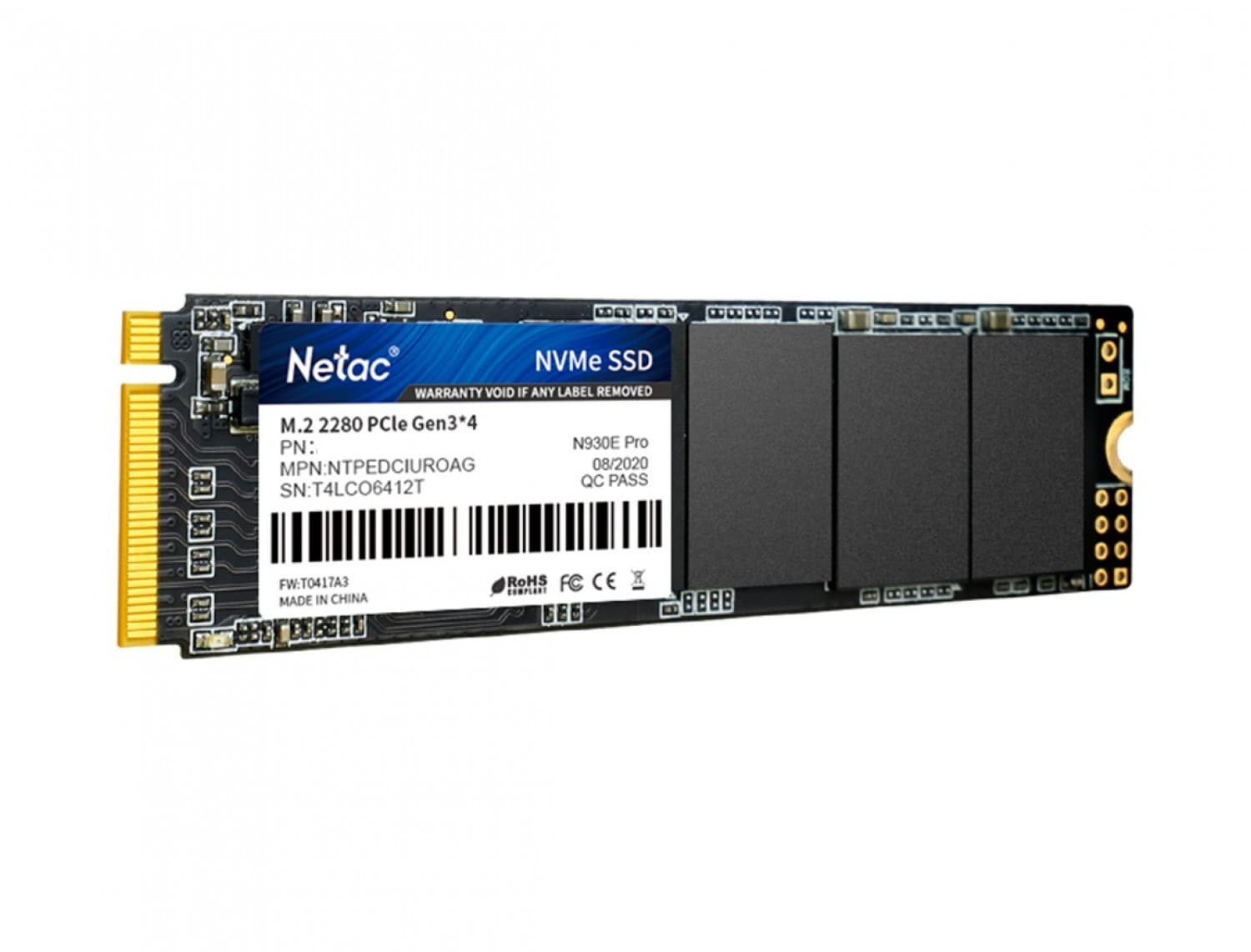 DISCO SSD NETAC N930E PRO PCLE 3X4 M.2 2280 NVME 3D NAND 512 GB - Imagen 1