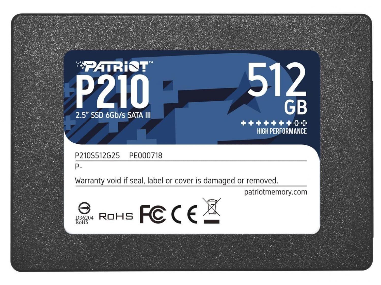DISCO SSD PATRIOT P210 SOLID 512GB SATA3 PE000718 - Imagen 1