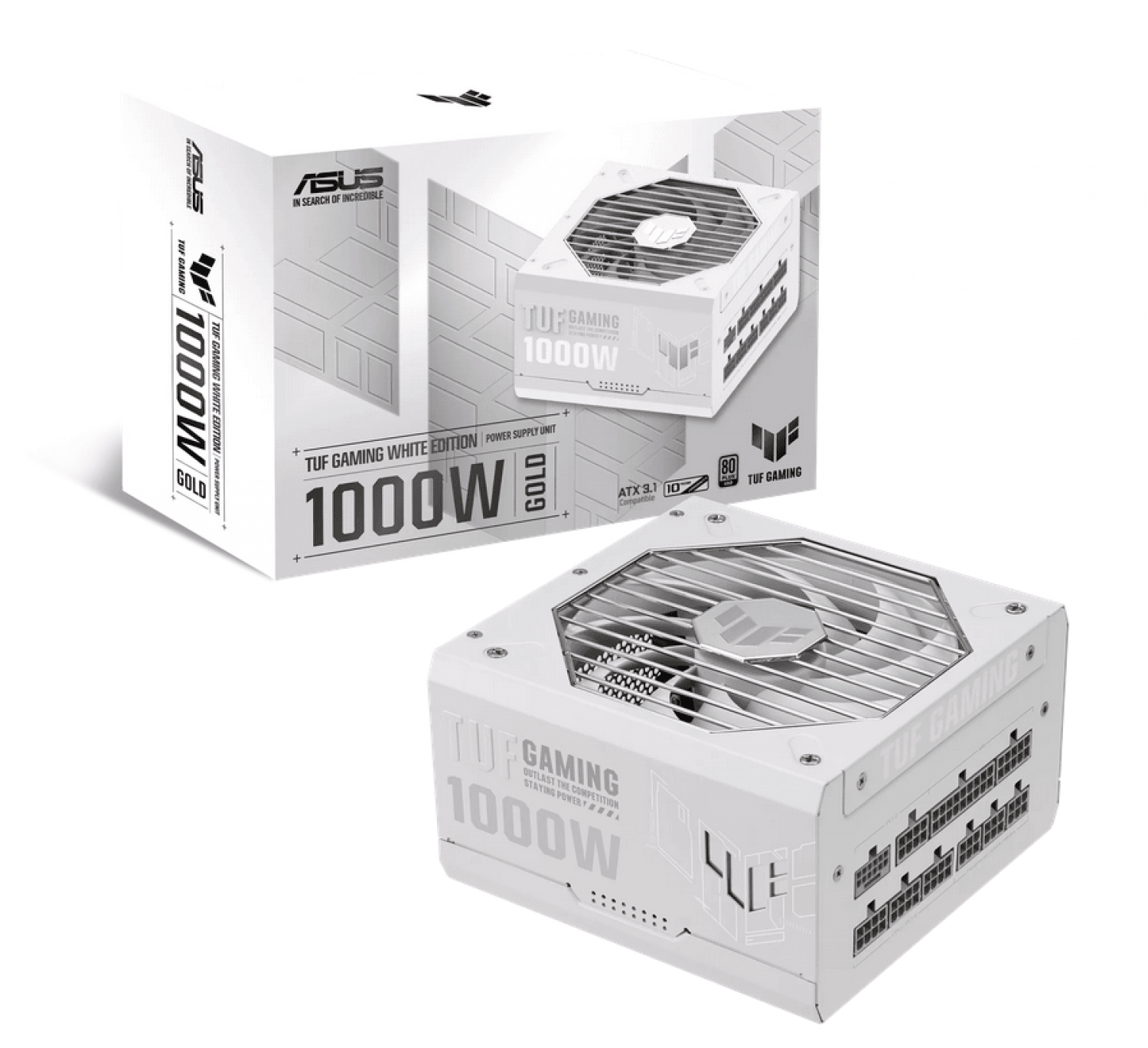 FUENTE ASUS TUF GAMING 1000W WHITE EDITION ATX 3.1 PCIE 5 80 PLUS GOLD - Imagen 1