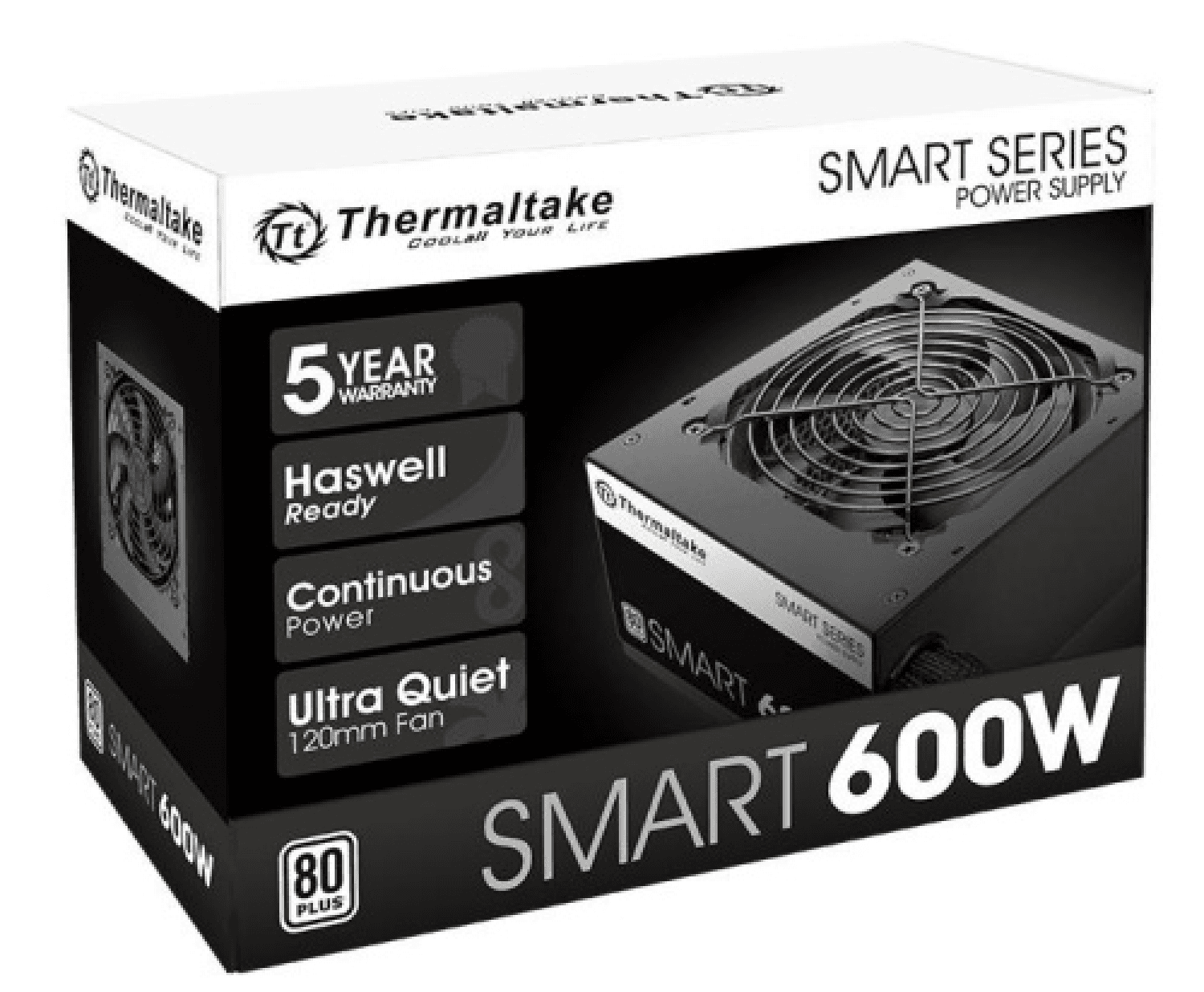 FUENTE GAMER THERMALTAKE SMART 600W NON MODULAR AG80 PLUS WHITE - Imagen 1
