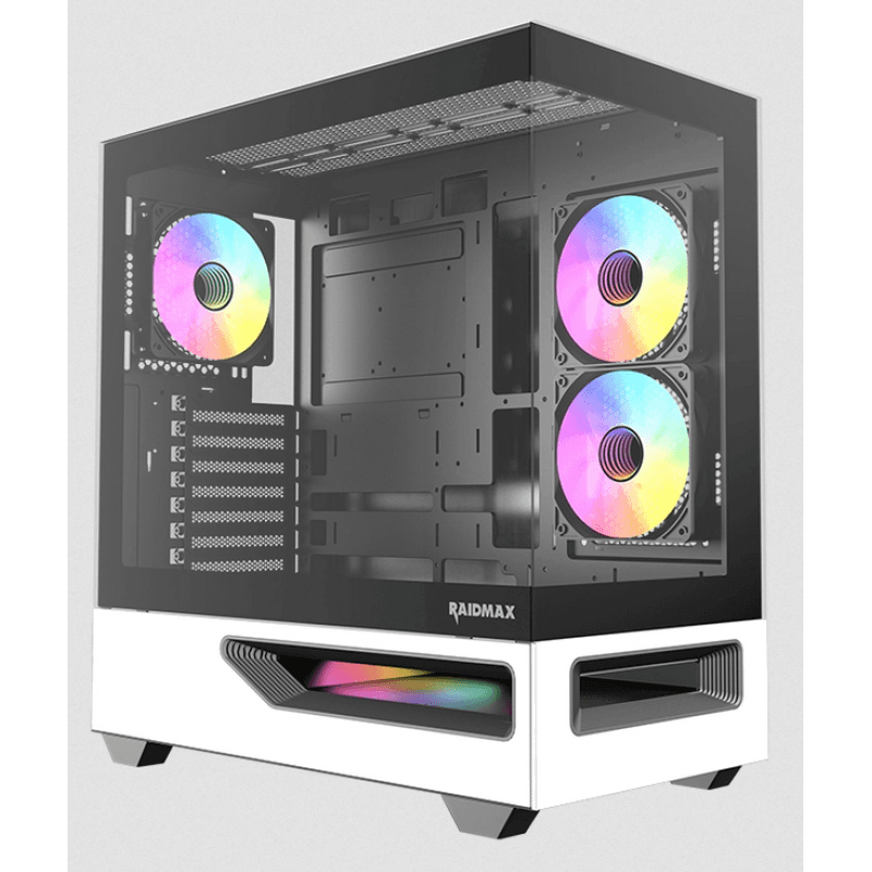 GABINETE GAMER RAIDMAX HURRIKAN H200 E-ATX ARGB PWM WHITE/BLACK · RAIDMAX · Gamer/con vidrio
