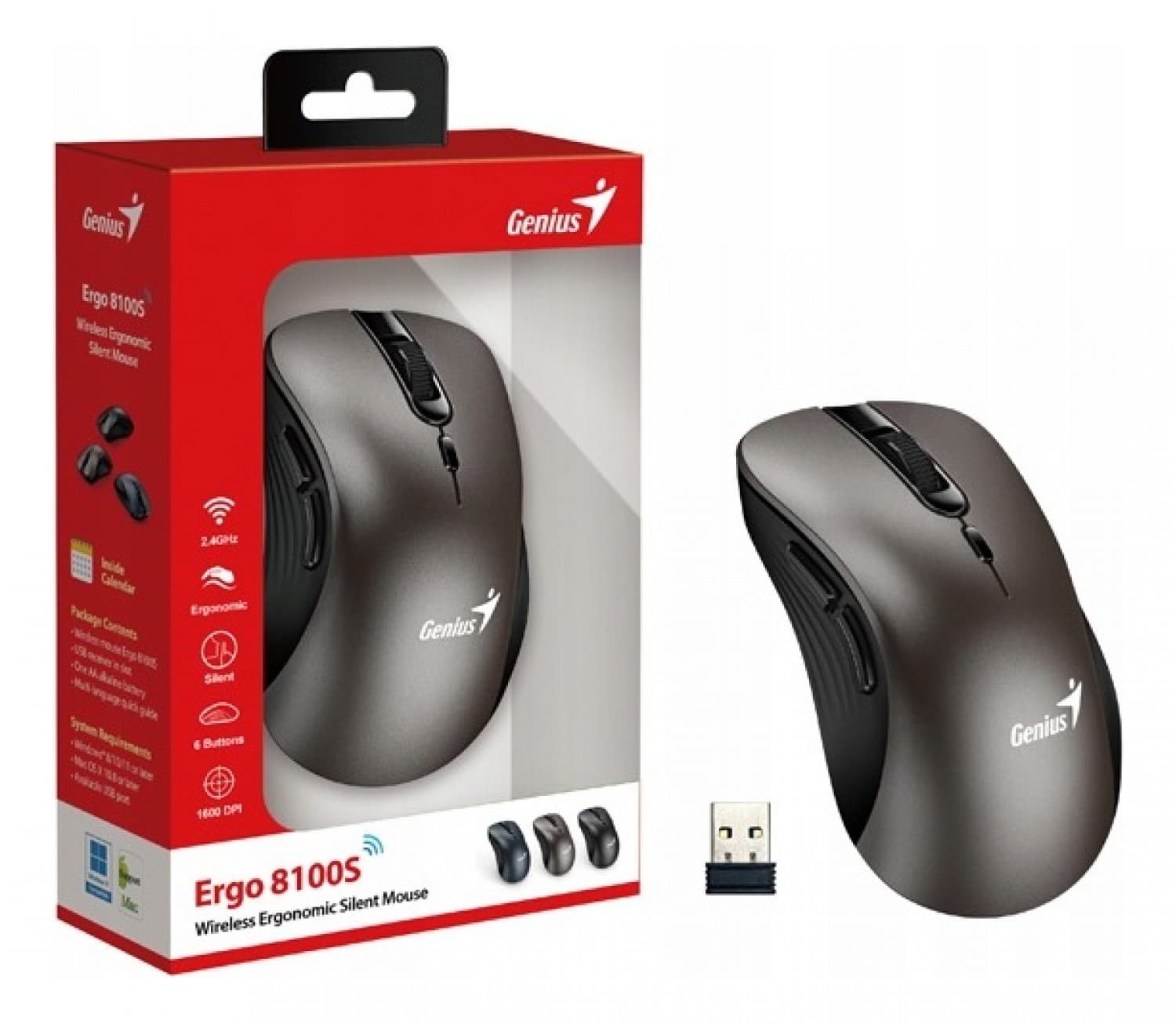 MOUSE GENIUS RS2 ERGO 8100S CHAMPAGNE TITANIUM - Imagen 1