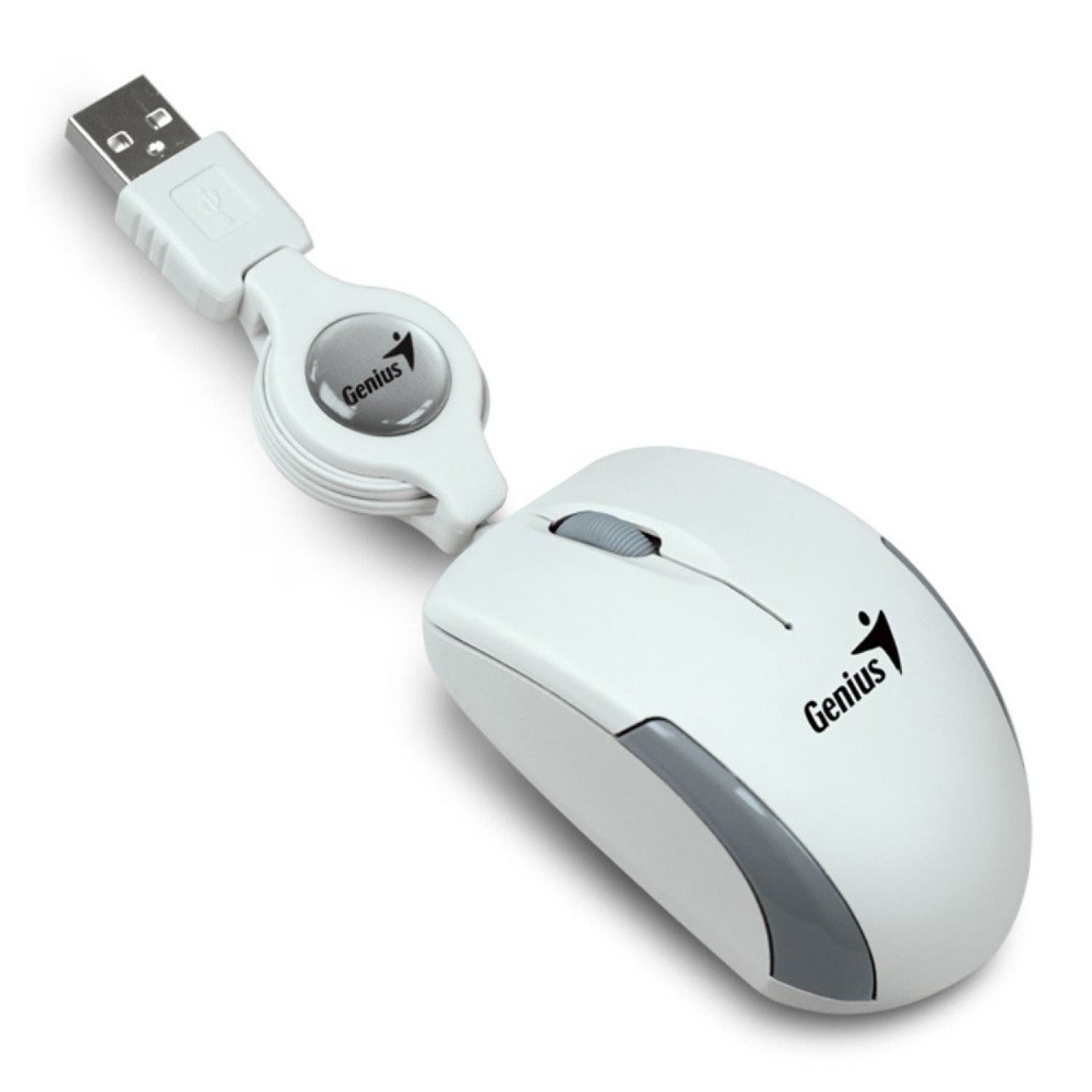 MOUSE USB MINI RETRACTIL GENIUS MICRO TRAVELLER WHITE - Imagen 1