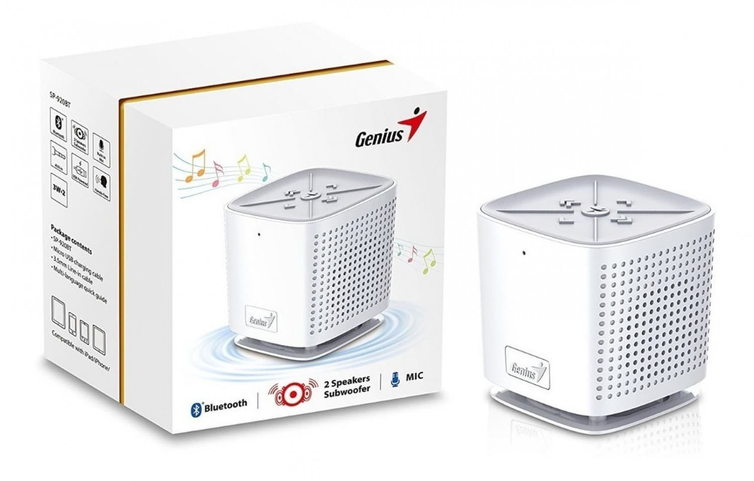 PARLANTE PORTATIL BLUETOOTH GENIUS SP-925BT WHITE - Imagen 1