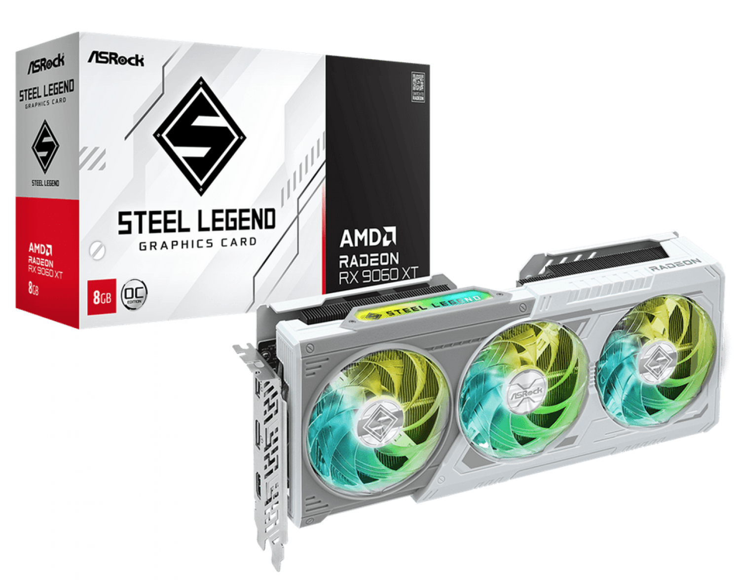 PLACA DE VIDEO ASROCK RX9060XT 8GB OC STEEL LEGEND WHITE - Imagen 1