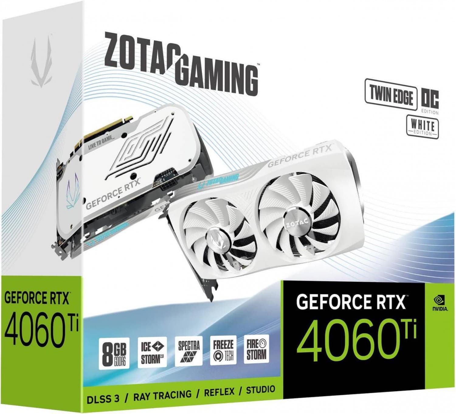 PLACA DE VIDEO ZOTAC RTX 4060TI 8GB TWIN EDGE OC WHITE - Imagen 1