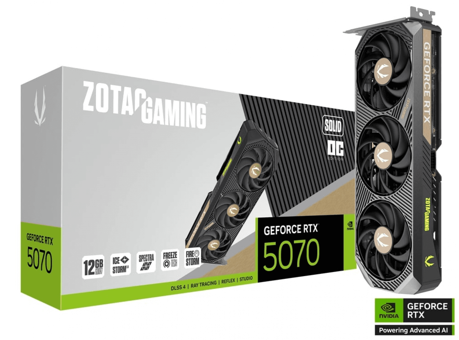PLACA DE VIDEO ZOTAC RTX 5070 12GB SOLID OC GDDR7 - Imagen 1