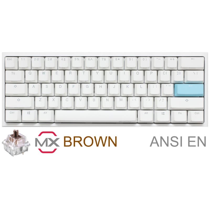 TECLADO GAMER DUCKY ONE 2 MINI PURE WHITE RGB CHERRY BROWN RGB DOUBLE-SHOT PBT MECANICO · Ducky · Mecánico