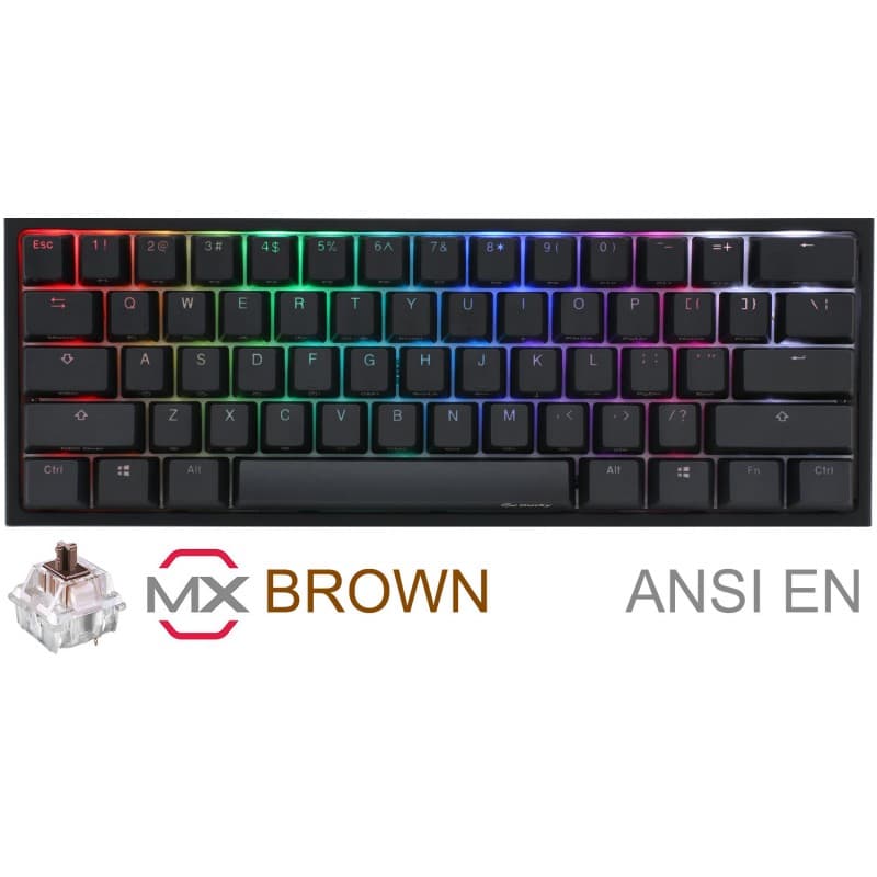 TECLADO GAMER DUCKY ONE 2 MINI RGB CHERRY MX BROWN DOUBLE SHOT PBT MECANICO · Ducky · Mecánico