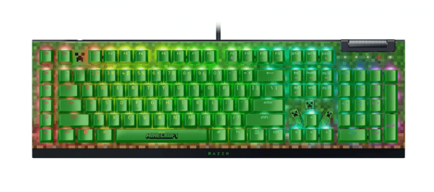TECLADO GAMER RAZER BLACKWIDOW V4 X MINECRAFT EDITION GREEN SW - Imagen 1