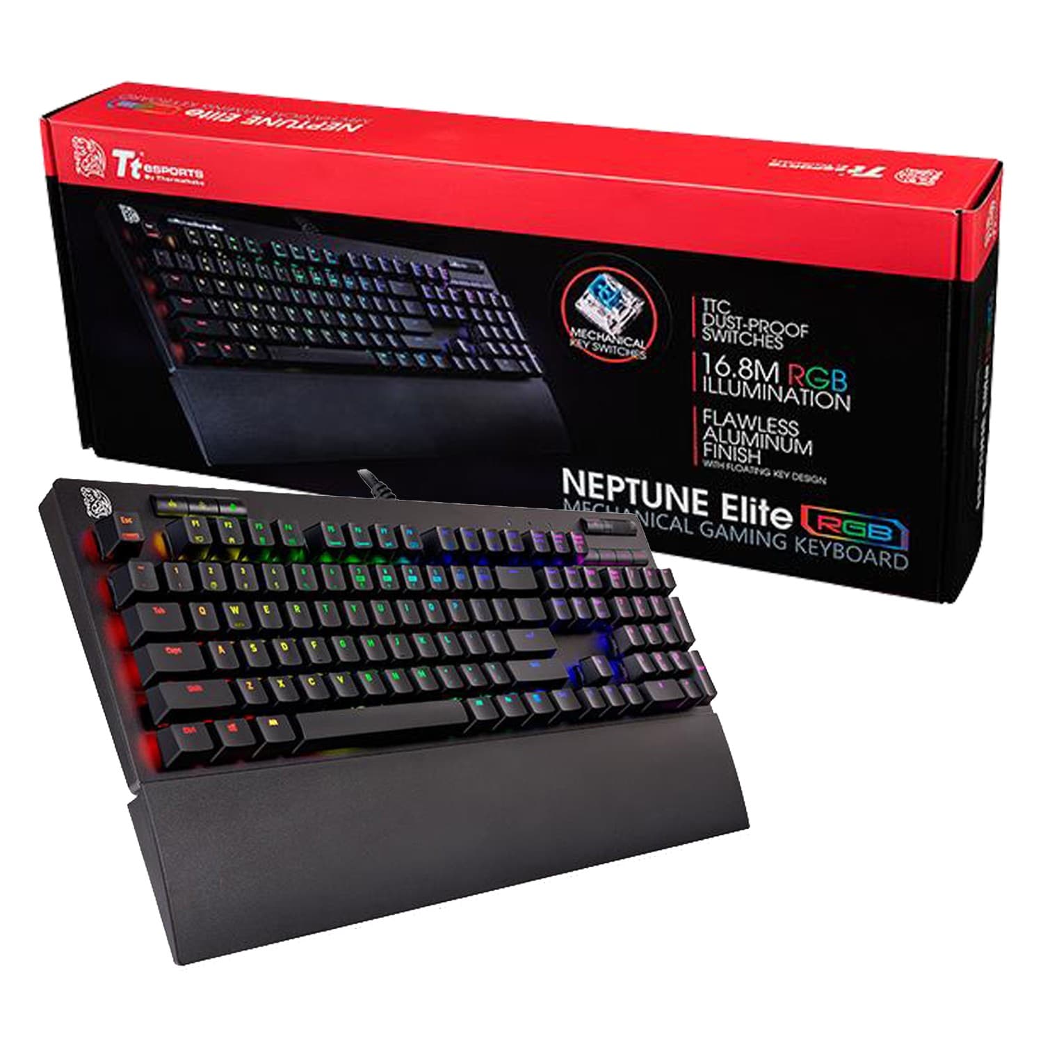 TECLADO GAMER TT ESPORTS NEPTUNE ELITE TTC RGB BLUE AXIS BLACK SPANISH - Imagen 1