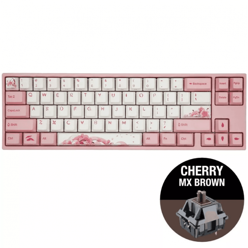 TECLADO MECANICO DUCKY MIYA PRO SAKURA V2 SWITCH CHERRY MX BROWN INGLES PBT ILUMINACION LED BLANCO · Ducky · Switches