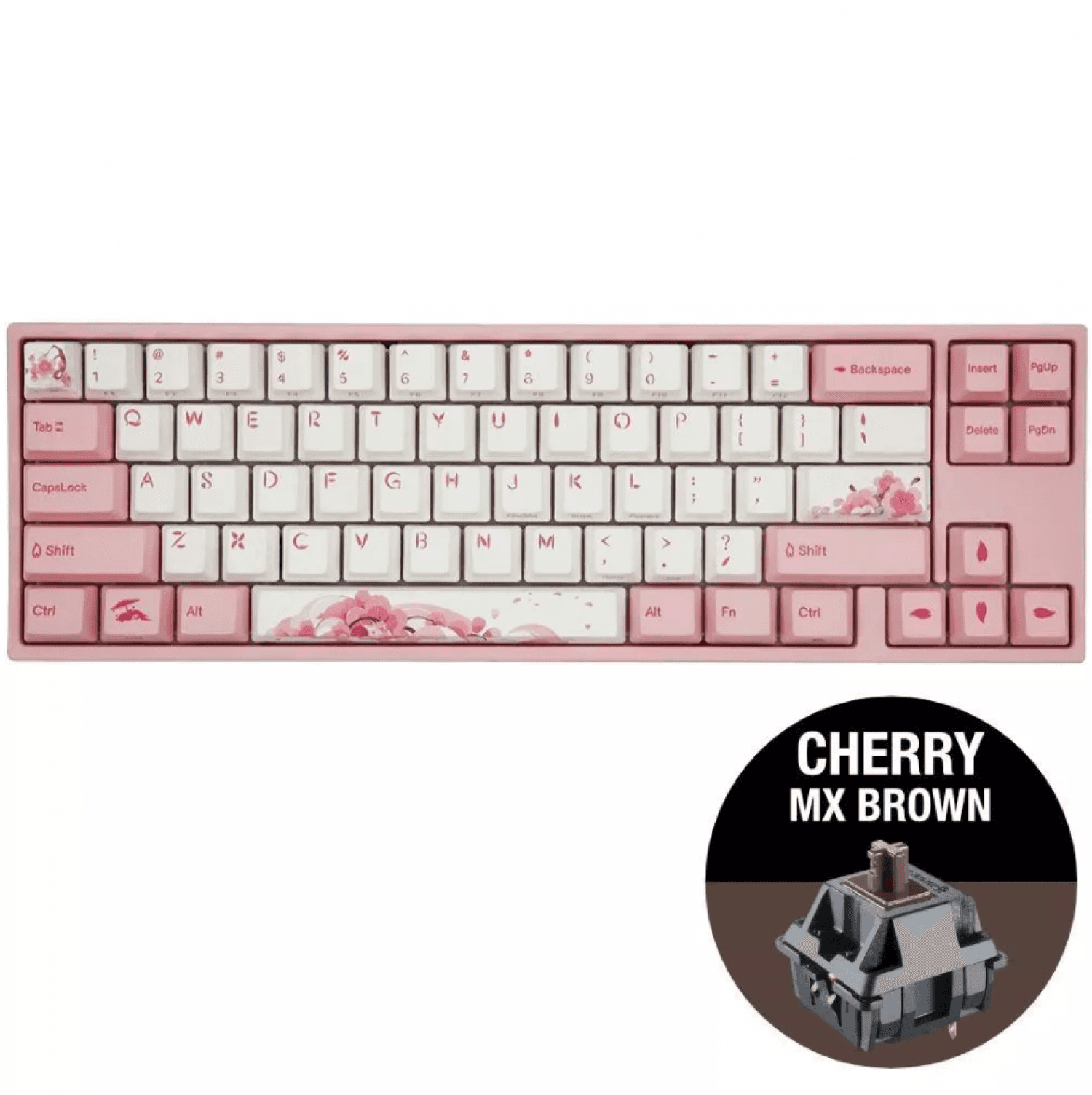 TECLADO MECANICO DUCKY MIYA PRO SAKURA V2 SWITCH CHERRY MX BROWN INGLES PBT ILUMINACION LED BLANCO - Imagen 1