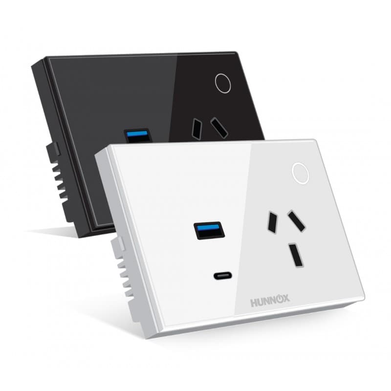 TOMACORRIENTE+USB A+USB C HUNNOX SMART TACTIL NEGRO · HUNNOX · Smart home