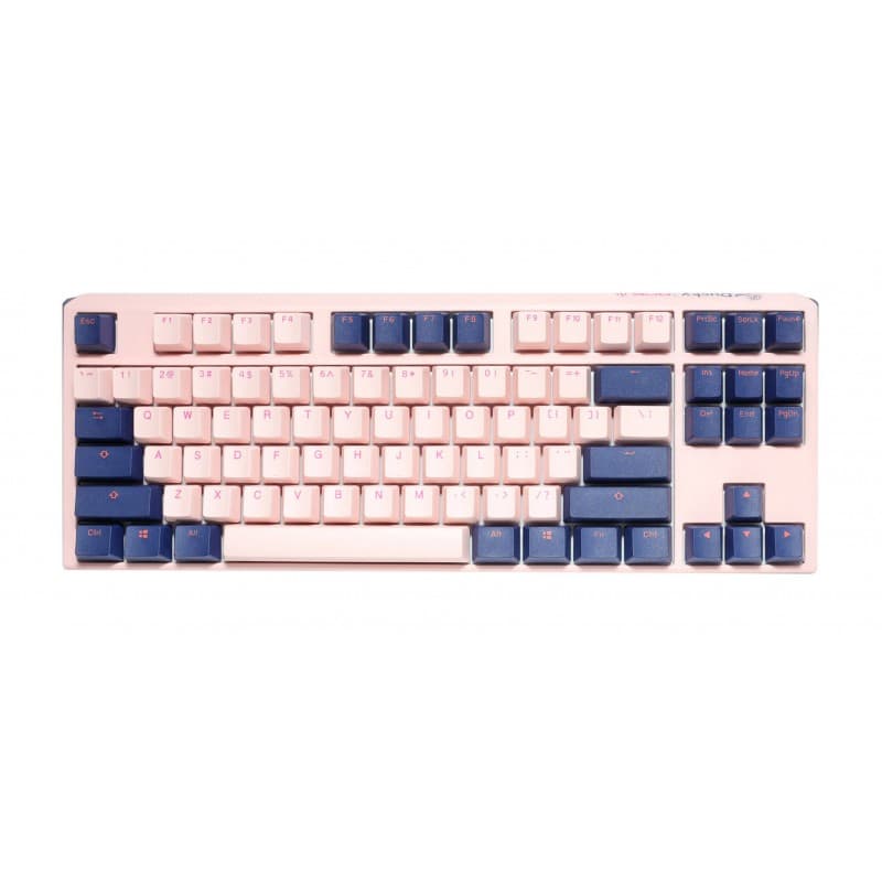 Teclado Mecanico Ducky One 3 TKL Fuji Teclas de color rosa y azul marino Red interruptor Ingles PBT Doble disparo sin costuras Estuche superior rosa · Ducky