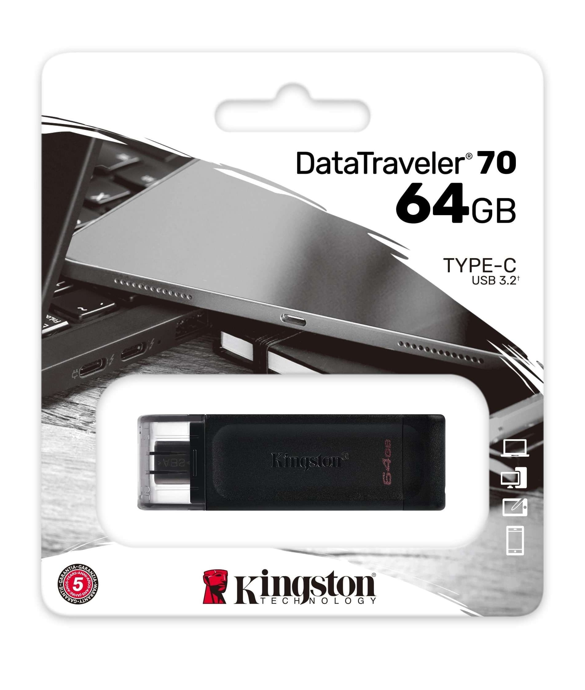 Pen Drive KINGSTON DT70 64GB USB TYPE C 3.2 (5302) · Kingston
