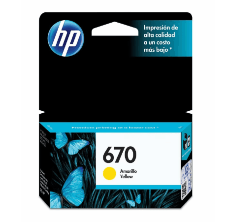 HP 670 YELLOW INK CARTRIDGE CZ116AL (0016) · HP · Cartucho de tinta