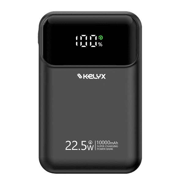 Power Bank Kelyx Mini 10000 mHa Type-C+USB+Lightning Fast Charge 22.5W Black (7442) · Kelyx